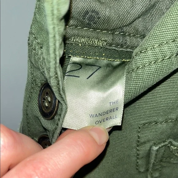 Anthropologie Green Overalls with Geometric Patches - Picture 2 of 12